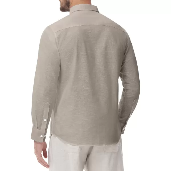 J.VER Men's Linen Shirt Casual Lightweight Long Sleeve Solid Button Down Collar Shirts Beach Tops for Holiday Work