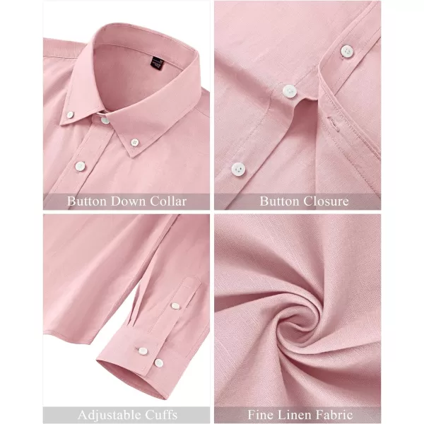 J.VER Men's Linen Shirt Casual Lightweight Long Sleeve Solid Button Down Collar Shirts Beach Tops for Holiday Work