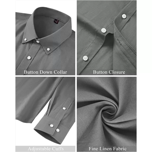 J.VER Men's Linen Shirt Casual Lightweight Long Sleeve Solid Button Down Collar Shirts Beach Tops for Holiday Work