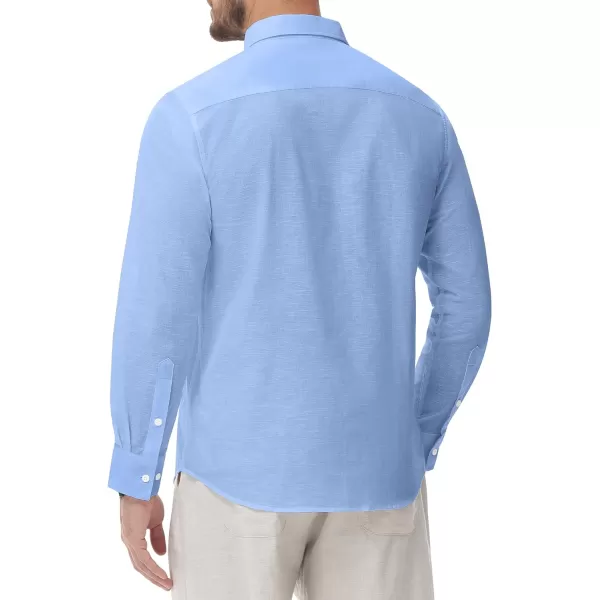 J.VER Men's Linen Shirt Casual Lightweight Long Sleeve Solid Button Down Collar Shirts Beach Tops for Holiday Work