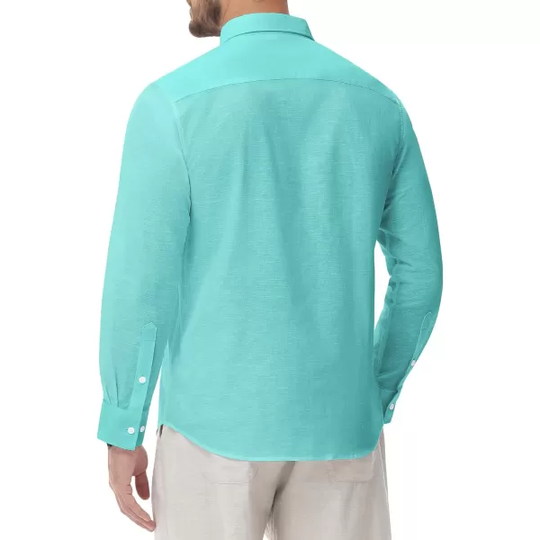 J.VER Men's Linen Shirt Casual Lightweight Long Sleeve Solid Button Down Collar Shirts Beach Tops for Holiday Work