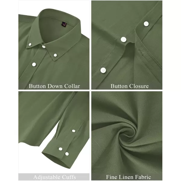J.VER Men's Linen Shirt Casual Lightweight Long Sleeve Solid Button Down Collar Shirts Beach Tops for Holiday Work