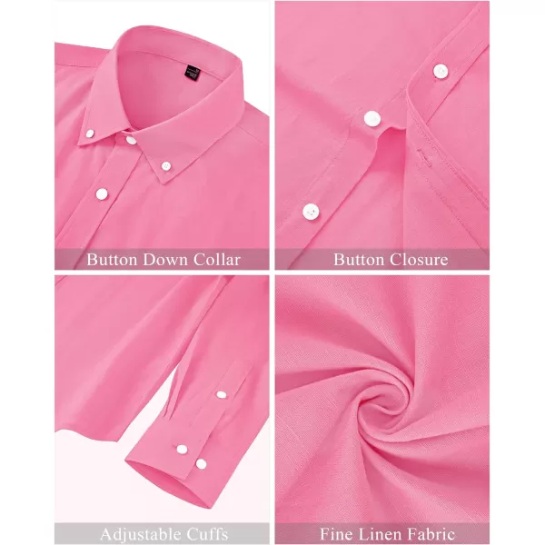 J.VER Men's Linen Shirt Casual Lightweight Long Sleeve Solid Button Down Collar Shirts Beach Tops for Holiday Work