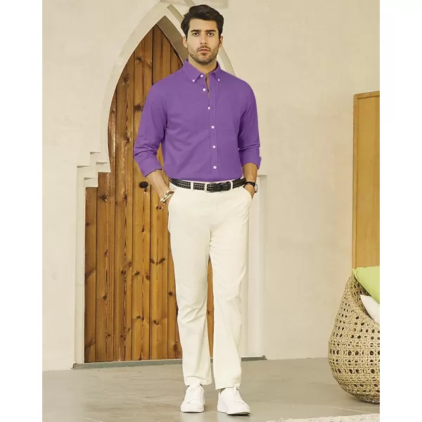 J.VER Men's Linen Shirt Casual Lightweight Long Sleeve Solid Button Down Collar Shirts Beach Tops for Holiday Work