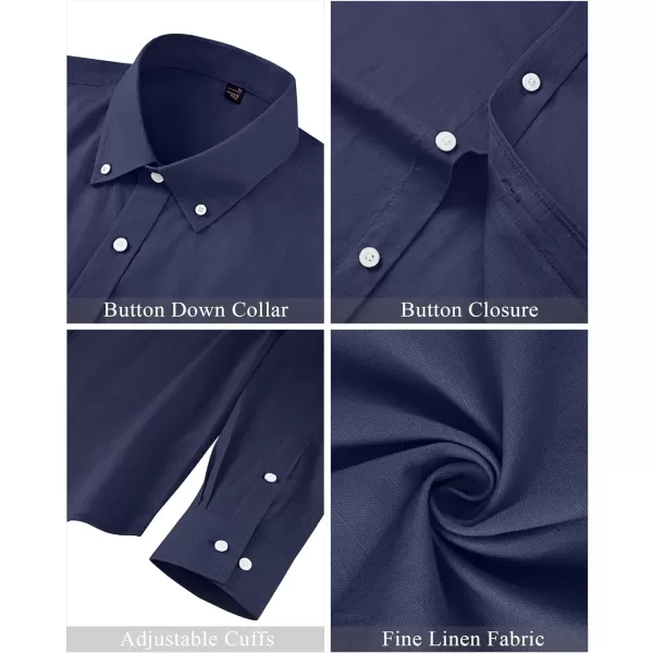 J.VER Men's Linen Shirt Casual Lightweight Long Sleeve Solid Button Down Collar Shirts Beach Tops for Holiday Work