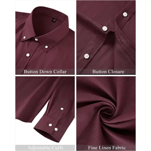 J.VER Men's Linen Shirt Casual Lightweight Long Sleeve Solid Button Down Collar Shirts Beach Tops for Holiday Work