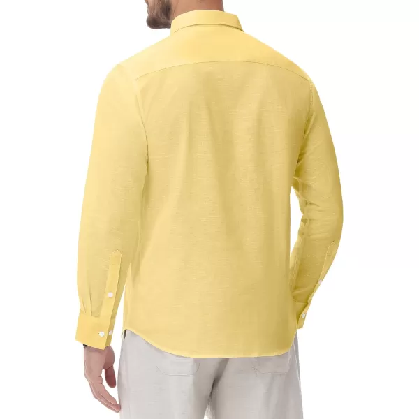 J.VER Men's Linen Shirt Casual Lightweight Long Sleeve Solid Button Down Collar Shirts Beach Tops for Holiday Work
