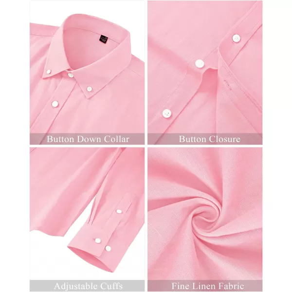 J.VER Men's Linen Shirt Casual Lightweight Long Sleeve Solid Button Down Collar Shirts Beach Tops for Holiday Work