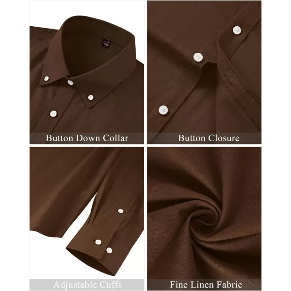 J.VER Men's Linen Shirt Casual Lightweight Long Sleeve Solid Button Down Collar Shirts Beach Tops for Holiday Work