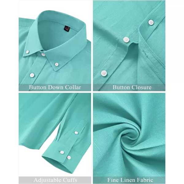 J.VER Men's Linen Shirt Casual Lightweight Long Sleeve Solid Button Down Collar Shirts Beach Tops for Holiday Work