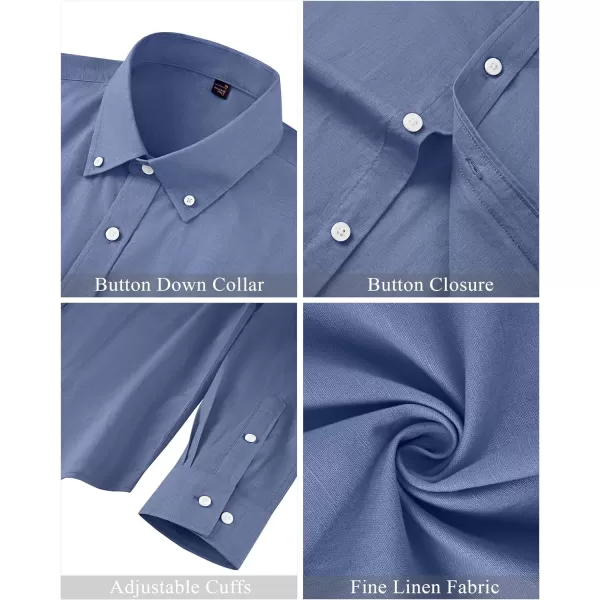 J.VER Men's Linen Shirt Casual Lightweight Long Sleeve Solid Button Down Collar Shirts Beach Tops for Holiday Work