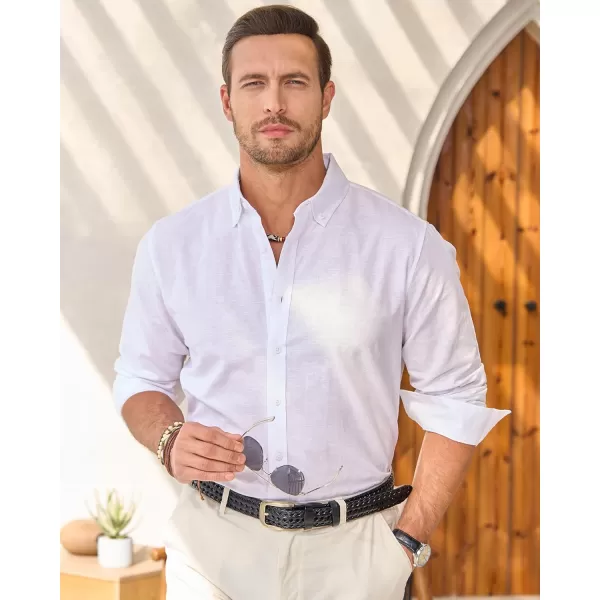 J.VER Men's Linen Shirt Casual Lightweight Long Sleeve Solid Button Down Collar Shirts Beach Tops for Holiday Work