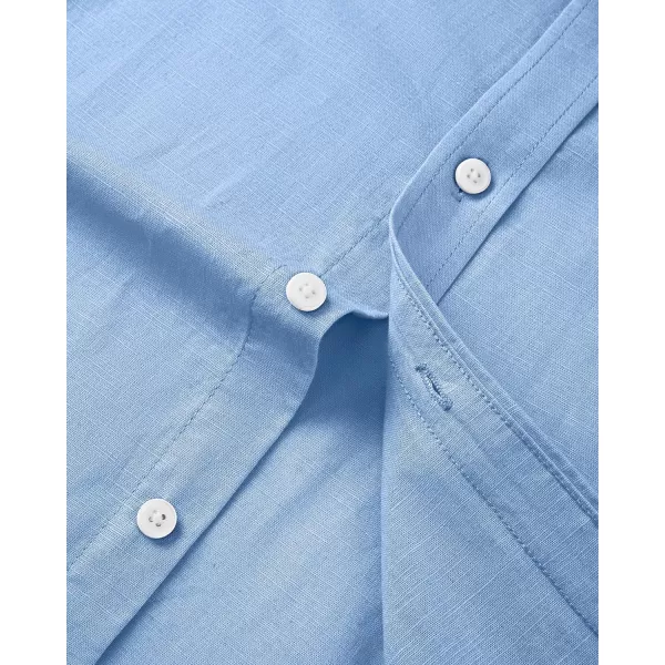 J.VER Men's Linen Shirt Casual Lightweight Long Sleeve Solid Button Down Collar Shirts Beach Tops for Holiday Work