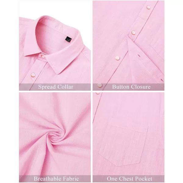 J.VER Men's Linen Shirts Casual Button Down Long Sleeve Shirt Solid Spread Collar Summer Beach Shirts with Pocket