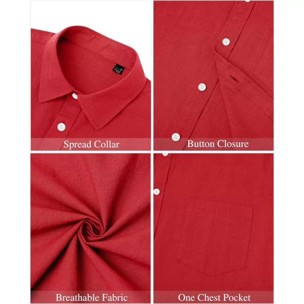 J.VER Men's Linen Shirts Casual Button Down Long Sleeve Shirt Solid Spread Collar Summer Beach Shirts with Pocket