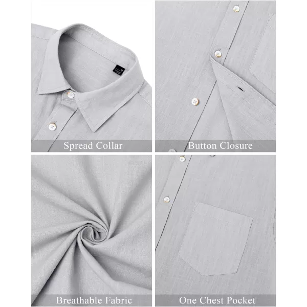 J.VER Men's Linen Shirts Casual Button Down Long Sleeve Shirt Solid Spread Collar Summer Beach Shirts with Pocket