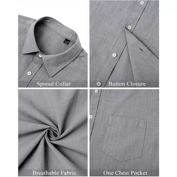 J.VER Men's Linen Shirts Casual Button Down Long Sleeve Shirt Solid Spread Collar Summer Beach Shirts with Pocket