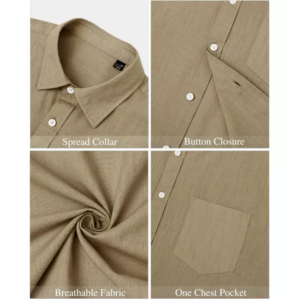 J.VER Men's Linen Shirts Casual Button Down Long Sleeve Shirt Solid Spread Collar Summer Beach Shirts with Pocket