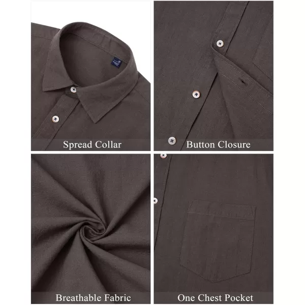 J.VER Men's Linen Shirts Casual Button Down Long Sleeve Shirt Solid Spread Collar Summer Beach Shirts with Pocket
