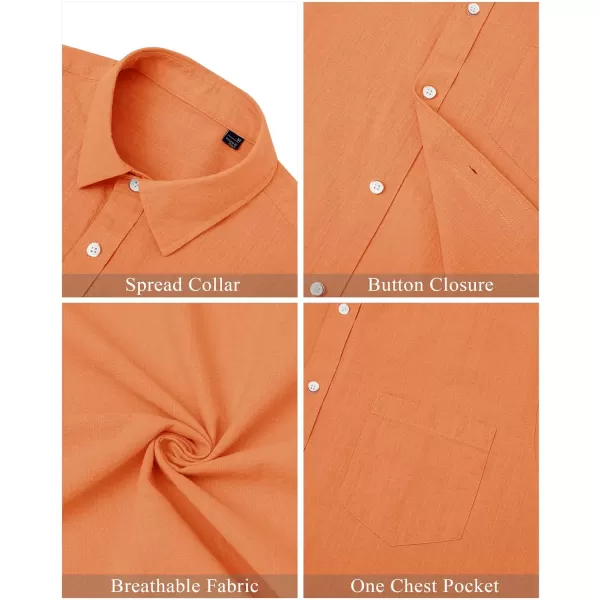 J.VER Men's Linen Shirts Casual Button Down Long Sleeve Shirt Solid Spread Collar Summer Beach Shirts with Pocket