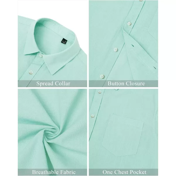 J.VER Men's Linen Shirts Casual Button Down Long Sleeve Shirt Solid Spread Collar Summer Beach Shirts with Pocket