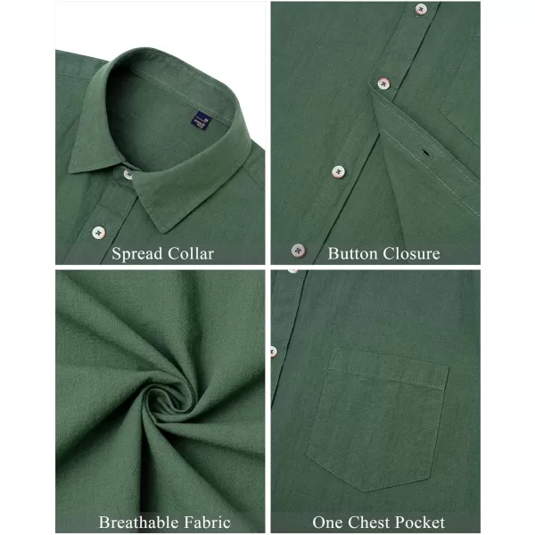 J.VER Men's Linen Shirts Casual Button Down Long Sleeve Shirt Solid Spread Collar Summer Beach Shirts with Pocket