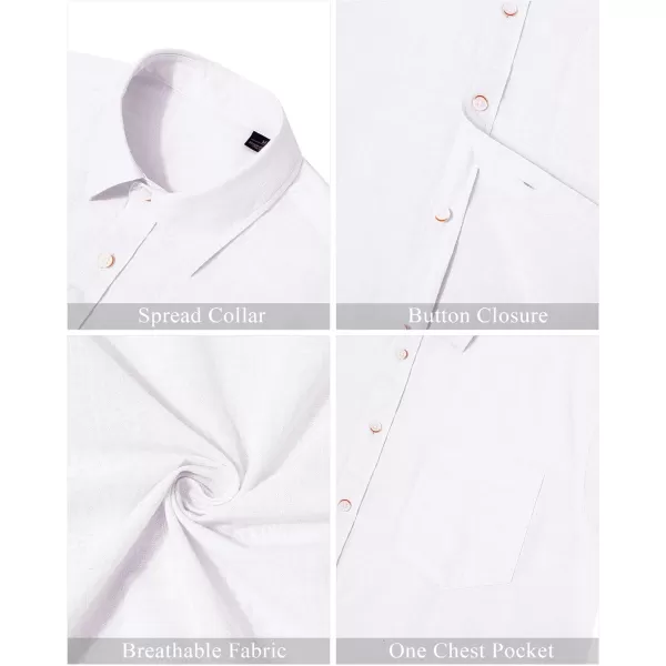 J.VER Men's Linen Shirts Casual Button Down Long Sleeve Shirt Solid Spread Collar Summer Beach Shirts with Pocket