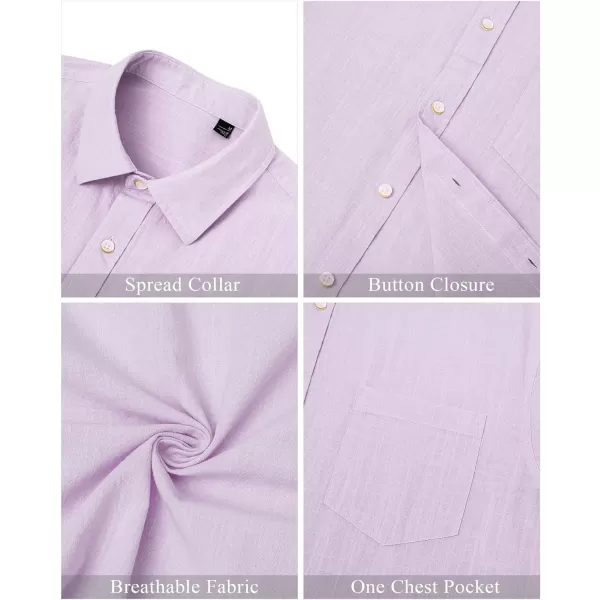 J.VER Men's Linen Shirts Casual Button Down Long Sleeve Shirt Solid Spread Collar Summer Beach Shirts with Pocket