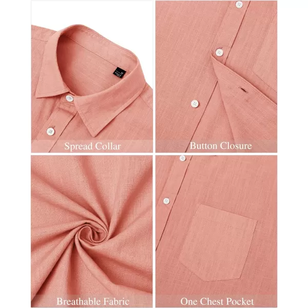 J.VER Men's Linen Shirts Casual Button Down Long Sleeve Shirt Solid Spread Collar Summer Beach Shirts with Pocket