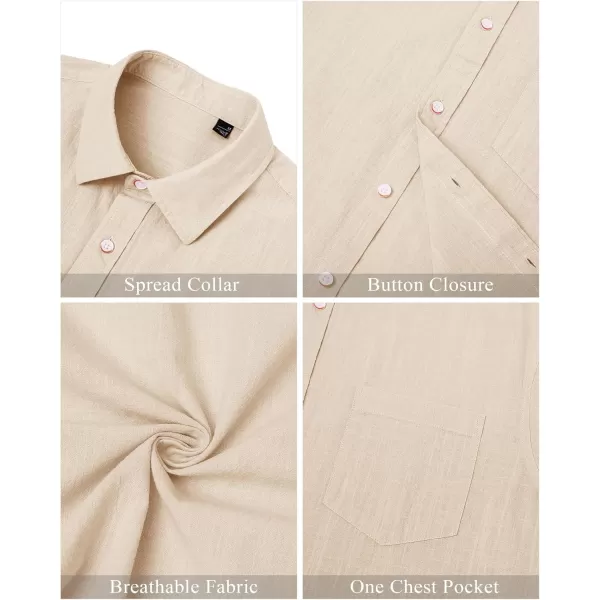 J.VER Men's Linen Shirts Casual Button Down Long Sleeve Shirt Solid Spread Collar Summer Beach Shirts with Pocket