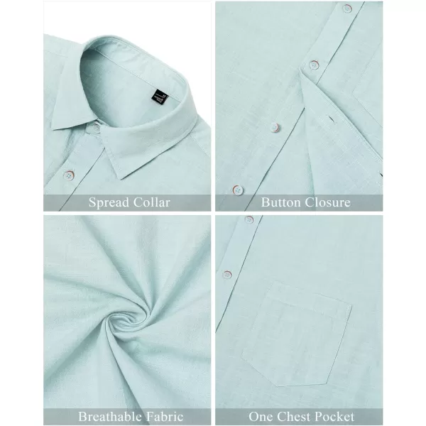 J.VER Men's Linen Shirts Casual Button Down Long Sleeve Shirt Solid Spread Collar Summer Beach Shirts with Pocket