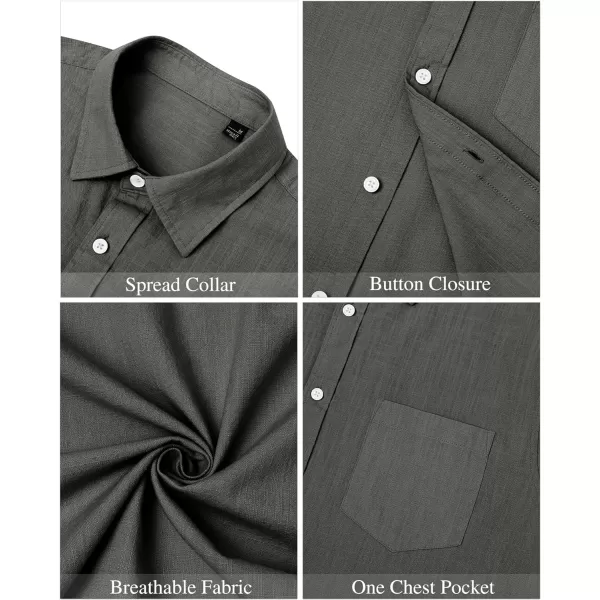 J.VER Men's Linen Shirts Casual Button Down Long Sleeve Shirt Solid Spread Collar Summer Beach Shirts with Pocket