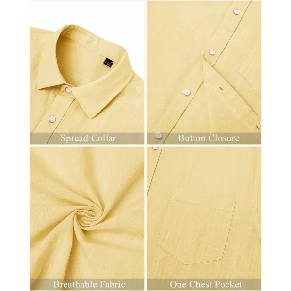 J.VER Men's Linen Shirts Casual Button Down Long Sleeve Shirt Solid Spread Collar Summer Beach Shirts with Pocket