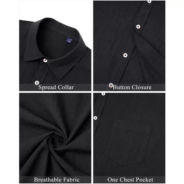 J.VER Men's Linen Shirts Casual Button Down Long Sleeve Shirt Solid Spread Collar Summer Beach Shirts with Pocket