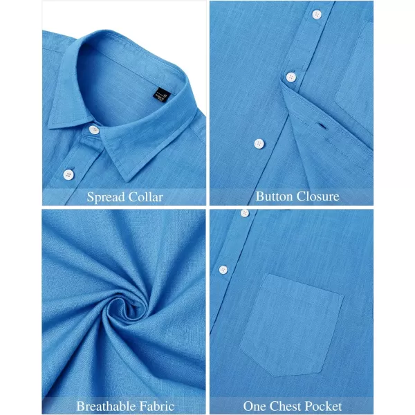 J.VER Men's Linen Shirts Casual Button Down Long Sleeve Shirt Solid Spread Collar Summer Beach Shirts with Pocket