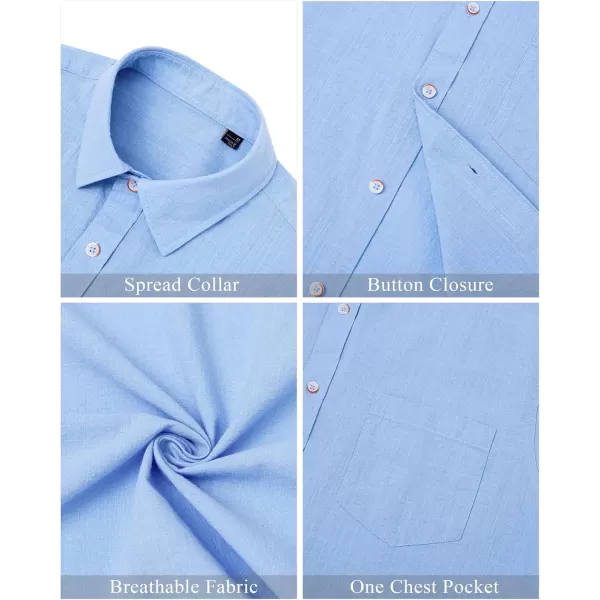 J.VER Men's Linen Shirts Casual Button Down Long Sleeve Shirt Solid Spread Collar Summer Beach Shirts with Pocket