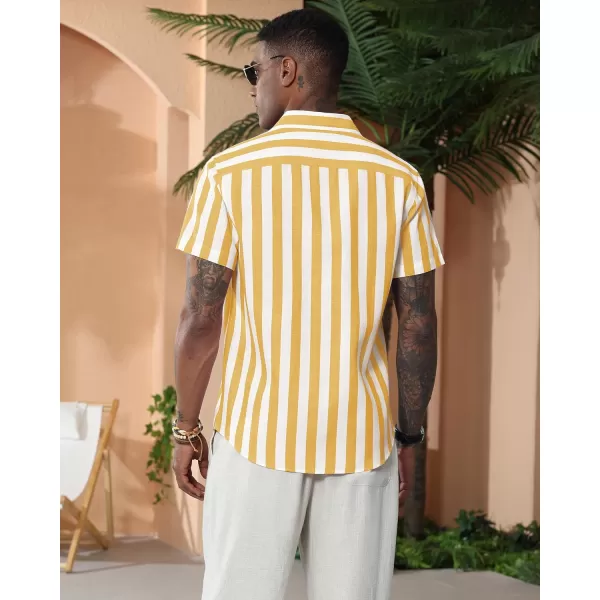 J.VER Men's Linen Shirts Short Sleeve Casual Striped Button Down Shirt for Summer Beach Yoga