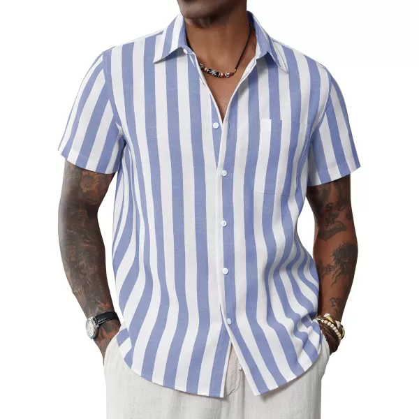 J.VER Men's Linen Shirts Short Sleeve Casual Striped Button Down Shirt for Summer Beach Yoga