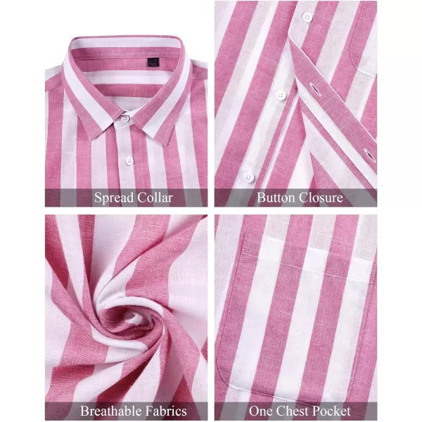 J.VER Men's Linen Shirts Short Sleeve Casual Striped Button Down Shirt for Summer Beach Yoga