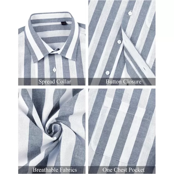 J.VER Men's Linen Shirts Short Sleeve Casual Striped Button Down Shirt for Summer Beach Yoga
