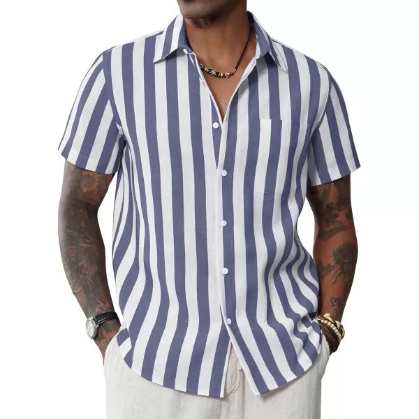J.VER Men's Linen Shirts Short Sleeve Casual Striped Button Down Shirt for Summer Beach Yoga
