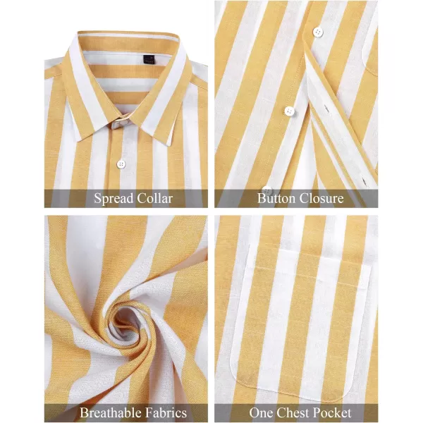 J.VER Men's Linen Shirts Short Sleeve Casual Striped Button Down Shirt for Summer Beach Yoga