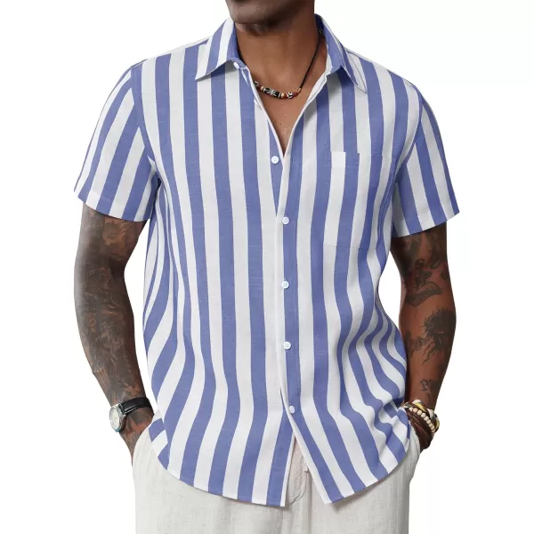 J.VER Men's Linen Shirts Short Sleeve Casual Striped Button Down Shirt for Summer Beach Yoga
