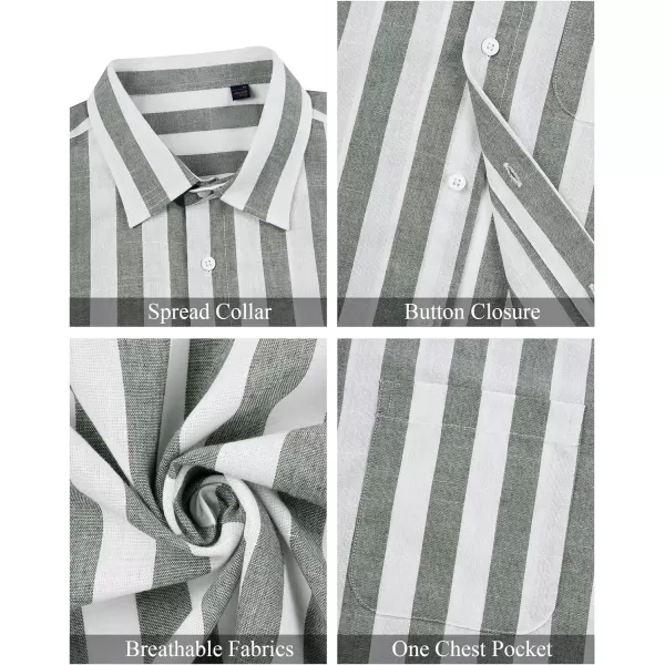 J.VER Men's Linen Shirts Short Sleeve Casual Striped Button Down Shirt for Summer Beach Yoga