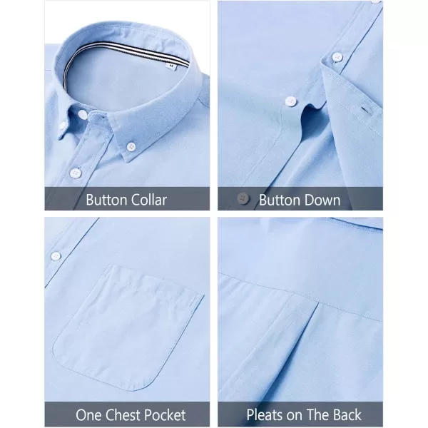 J.VER Men's Oxford Shirt Solid Casual Button Down Collar Shirts Long Sleeve Dress Shirts with Pocket