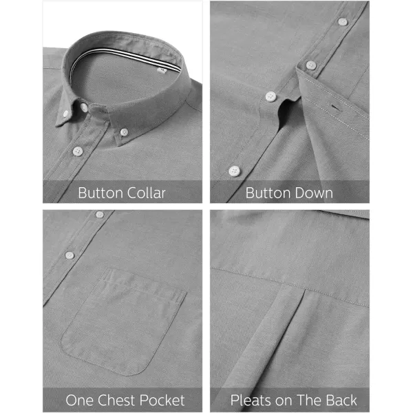 J.VER Men's Oxford Shirt Solid Casual Button Down Collar Shirts Long Sleeve Dress Shirts with Pocket