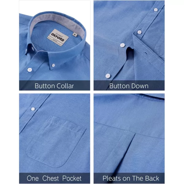 J.VER Men's Oxford Shirt Solid Casual Button Down Collar Shirts Long Sleeve Dress Shirts with Pocket
