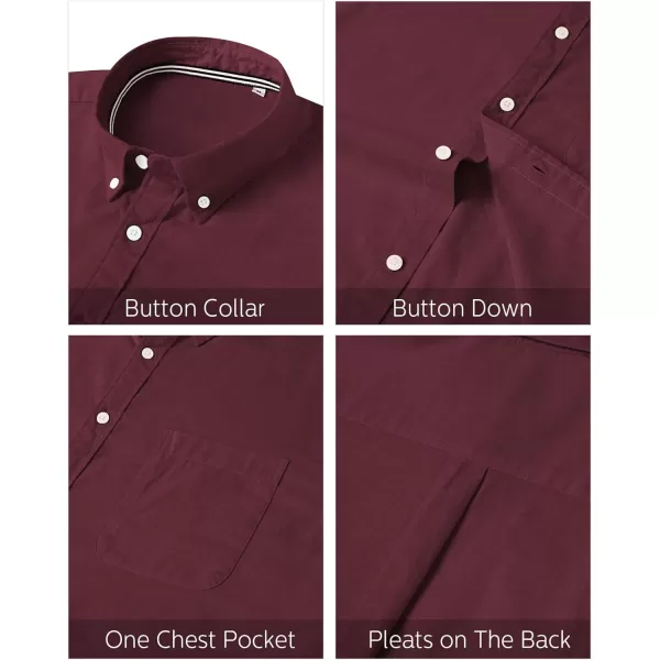 J.VER Men's Oxford Shirt Solid Casual Button Down Collar Shirts Long Sleeve Dress Shirts with Pocket