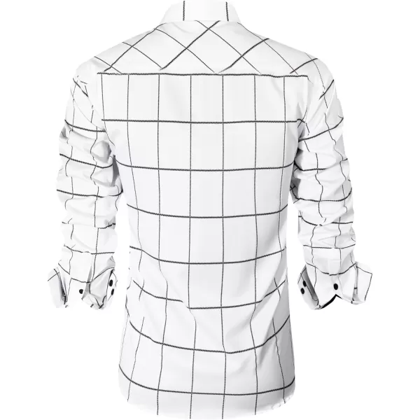 J.VER Men's Plaid Casual Long Sleeve Stretch Dress Shirt Wrinkle-Free Regular Fit Button Down Shirts