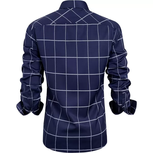 J.VER Men's Plaid Casual Long Sleeve Stretch Dress Shirt Wrinkle-Free Regular Fit Button Down Shirts